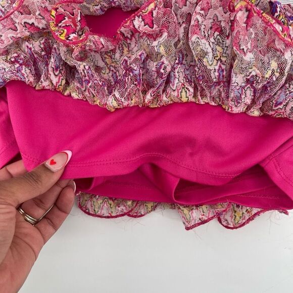 Justice Girl’s Multicolor Abstract Tiered Metallic Skater Tulle Skort Size 6 - Picture 3 of 9